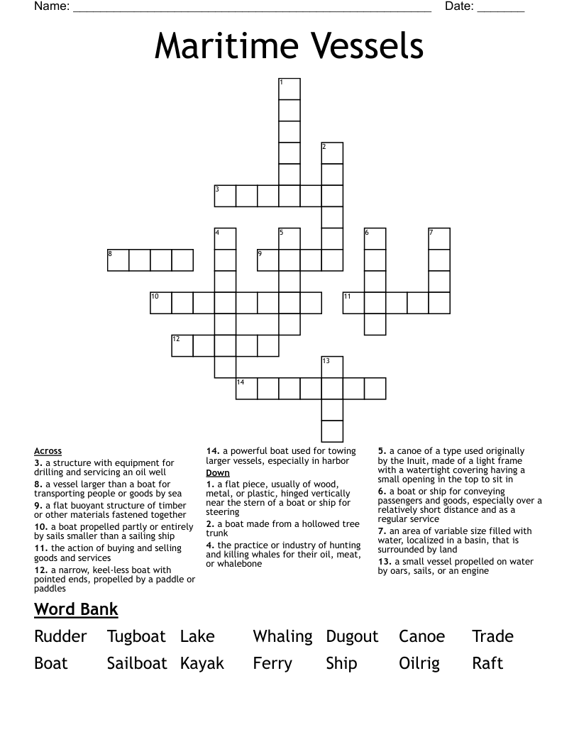 Maritime Vessels Crossword