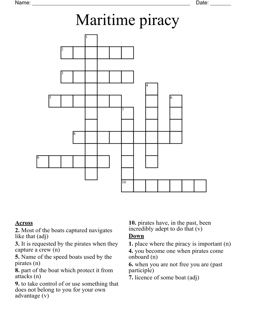 Maritime piracy Crossword