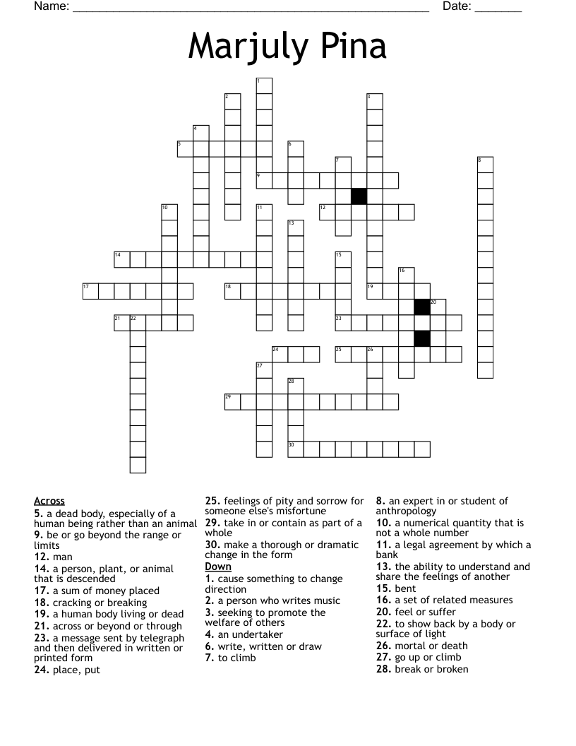 Marjuly Pina Crossword