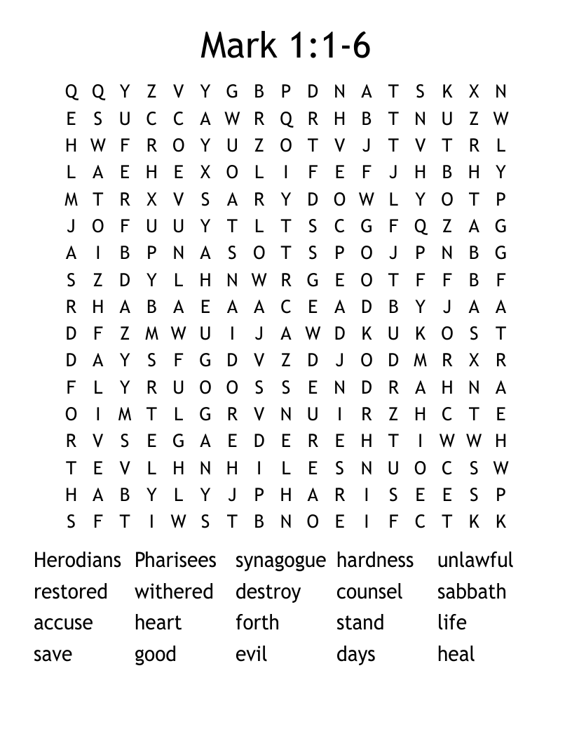 Mark 1:1-6 Word Search