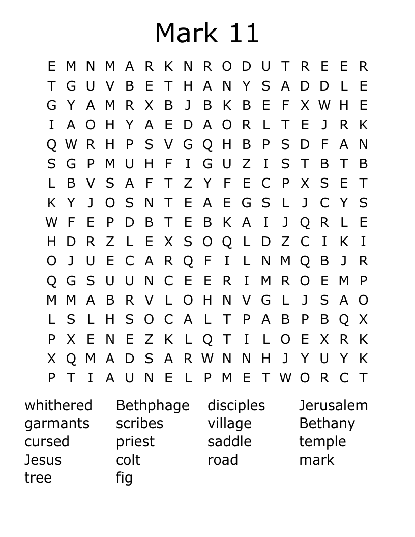 Mark 11 Word Search