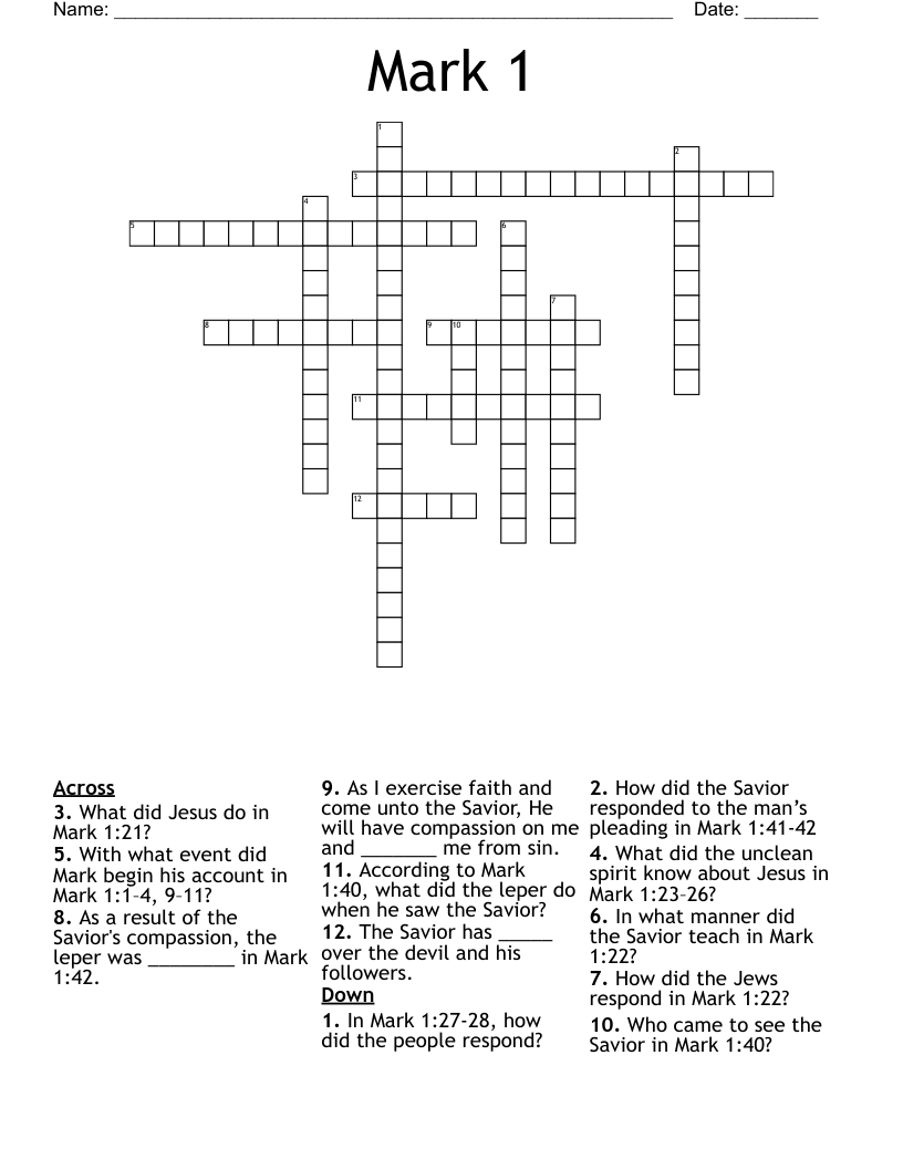 Mark 1 Crossword