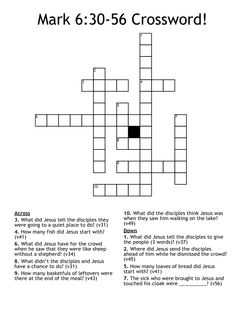 Mark 6:30-56 Crossword!