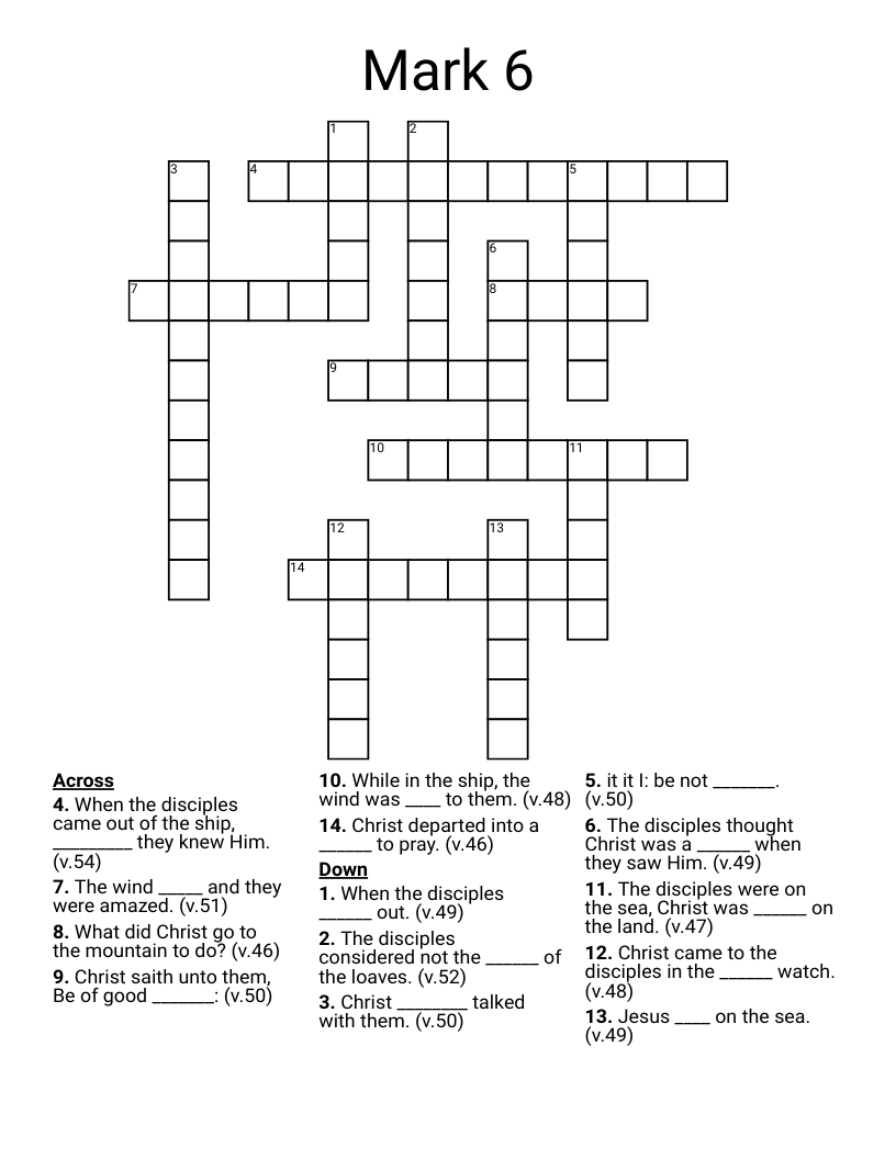 Mark 6 Crossword