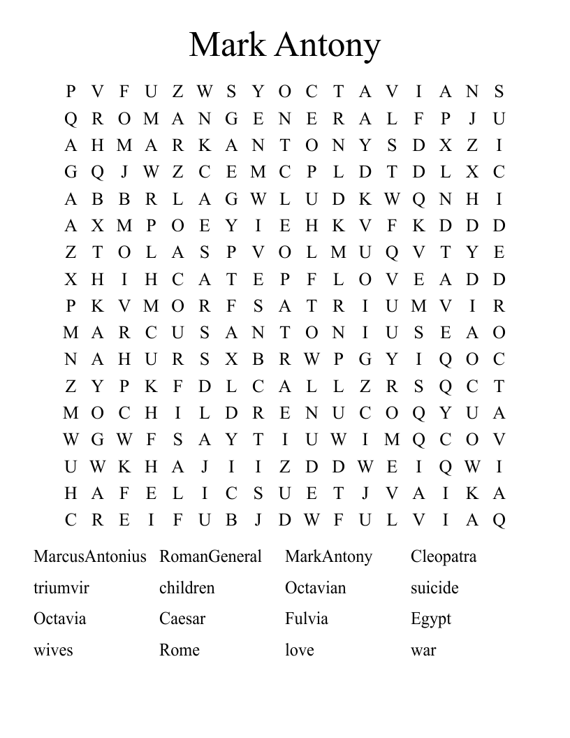 Mark Antony Word Search