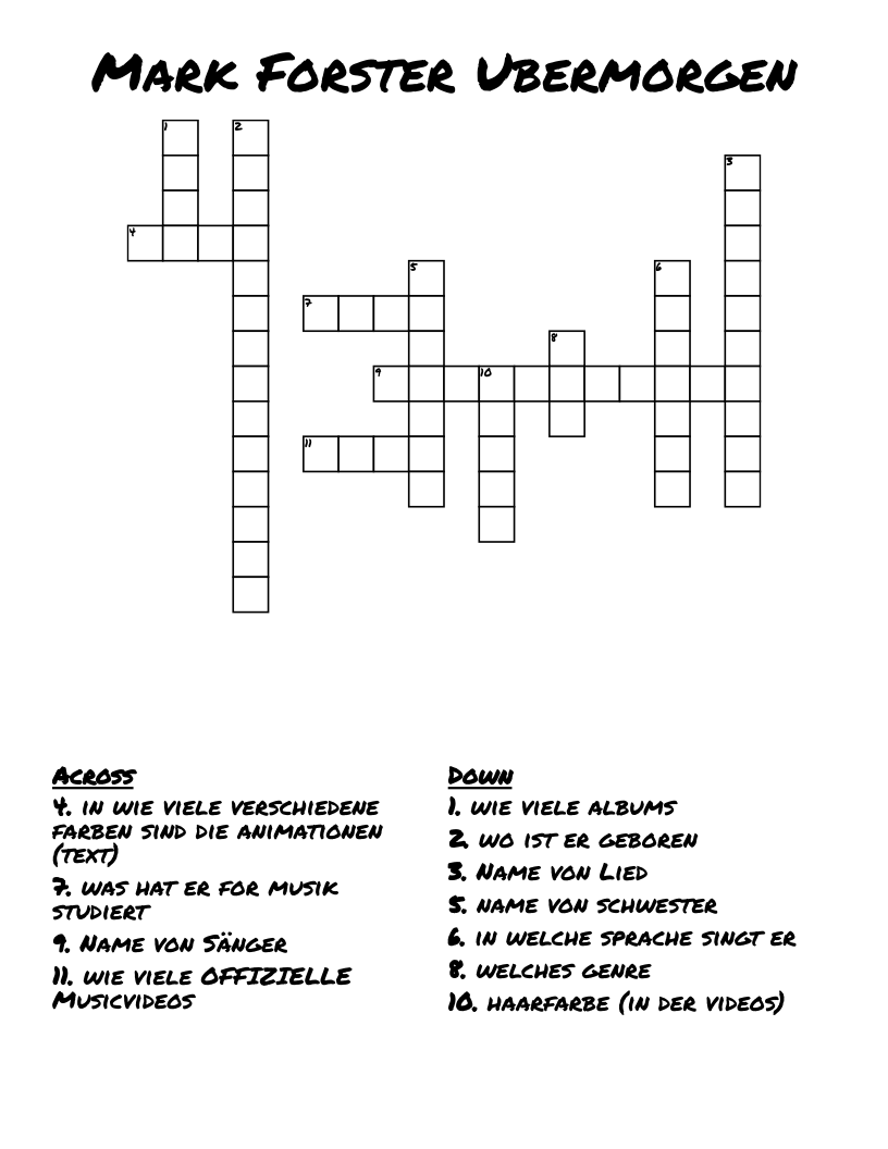 Mark Forster Ubermorgen Crossword