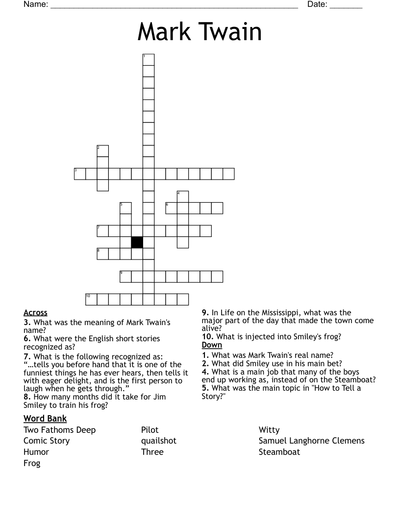 Mark Twain Crossword