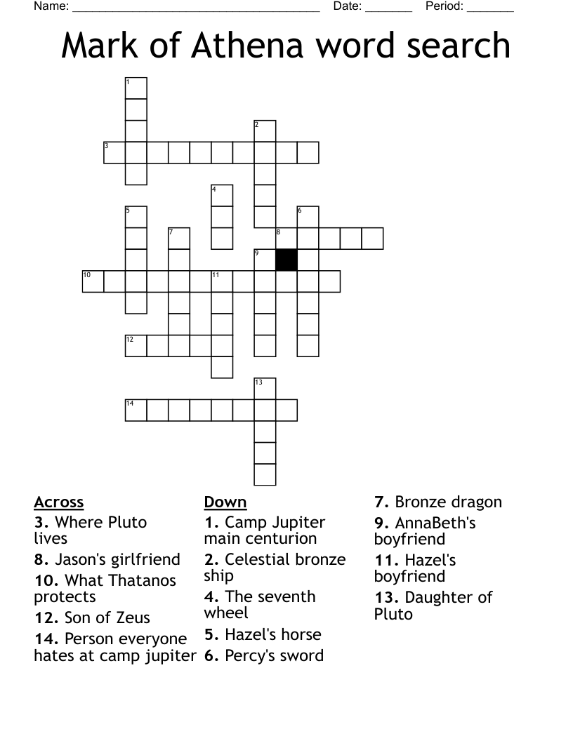 Mark of Athena word search Crossword