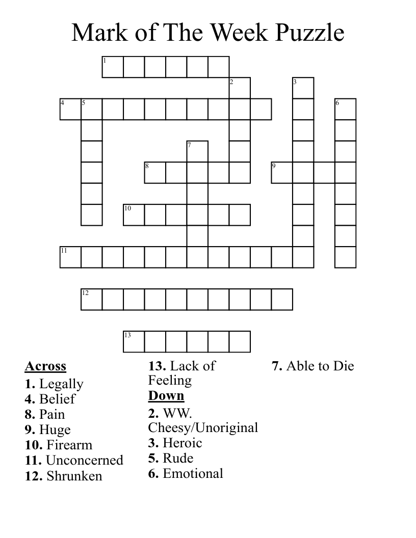 Mark of The Week Puzzle Crossword