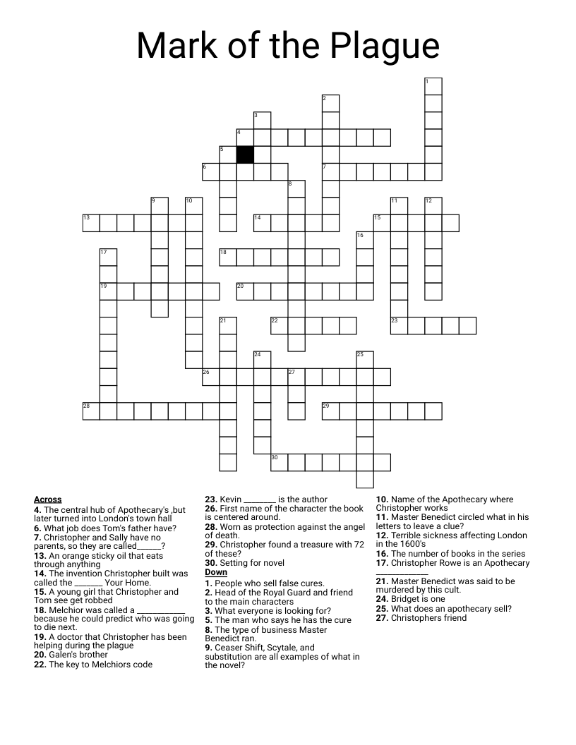 Mark of the Plague Crossword