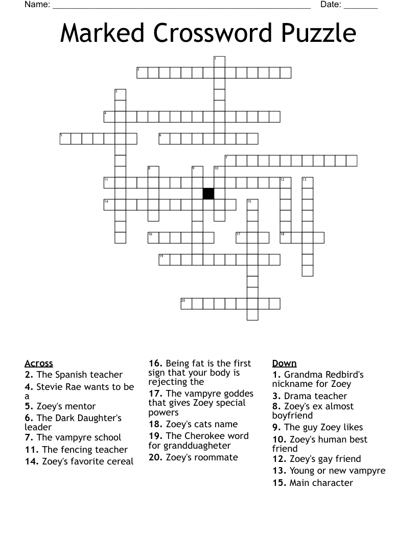 Marked Crossword Puzzle