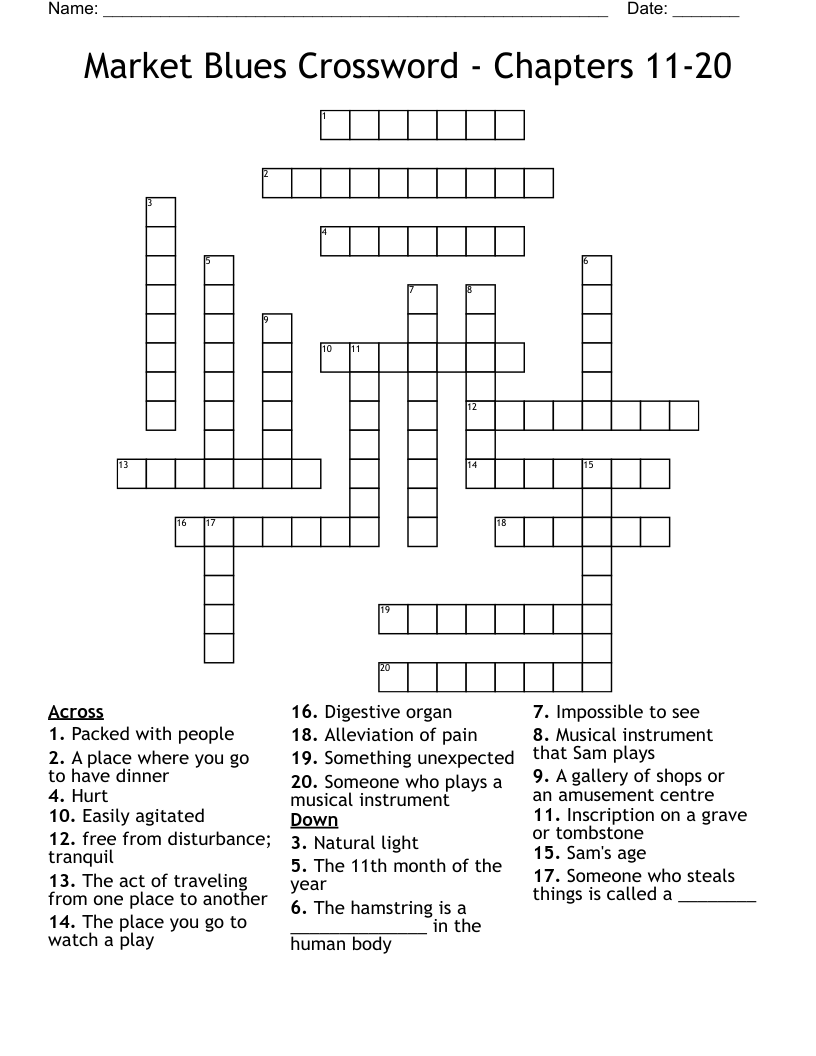 Market Blues Crossword - Chapters 11-20
