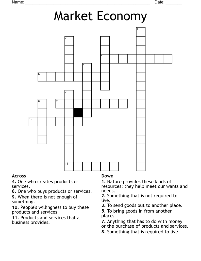 Market Economy Crossword