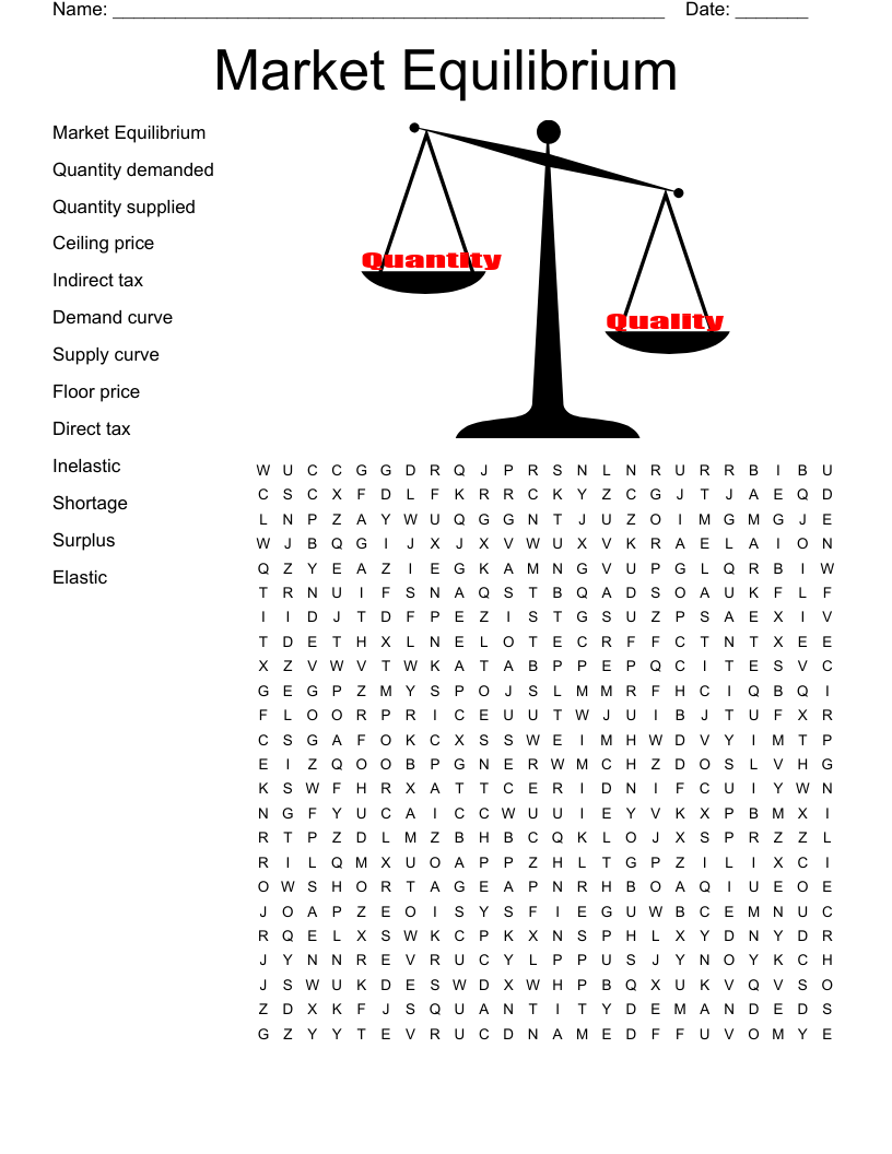 Market Equilibrium  Word Search