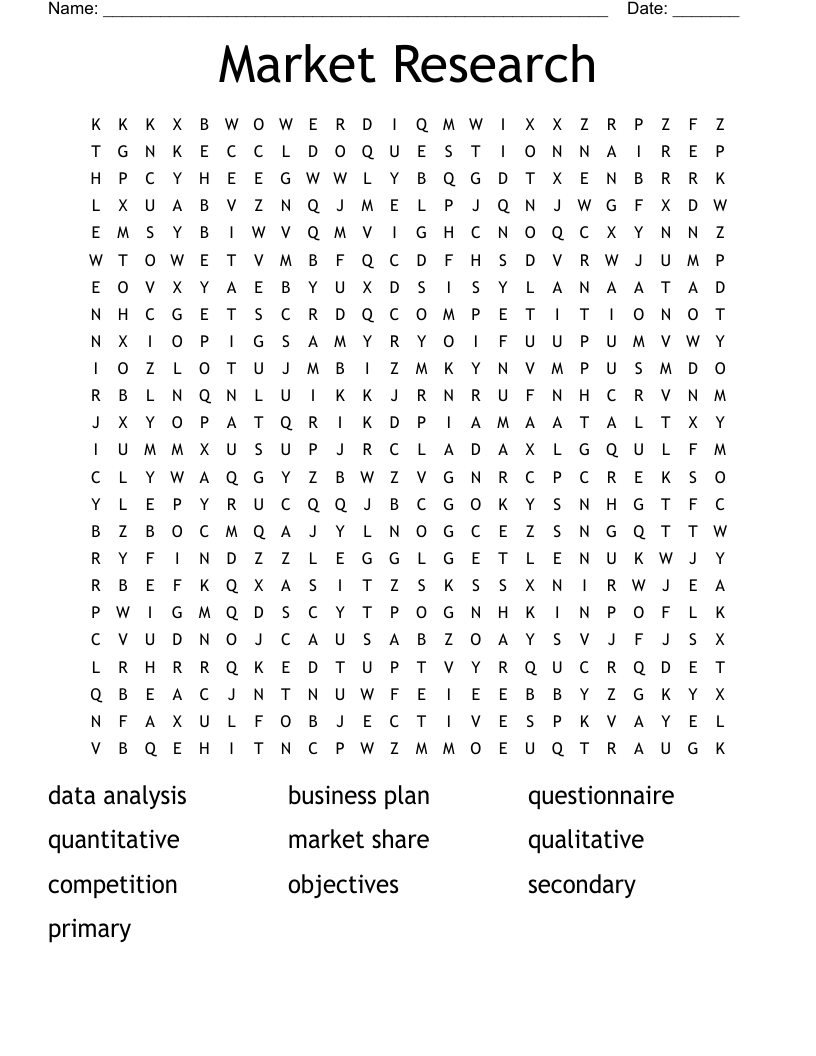 Market Research Word Search
