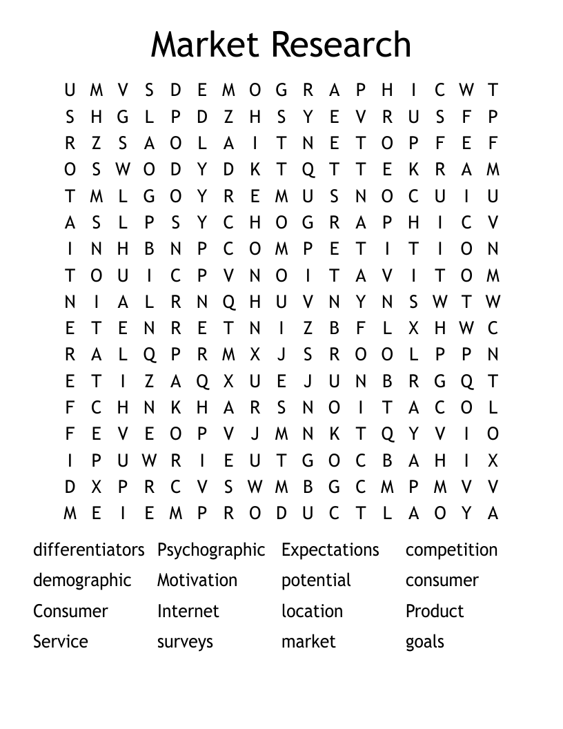 Market Research Word Search