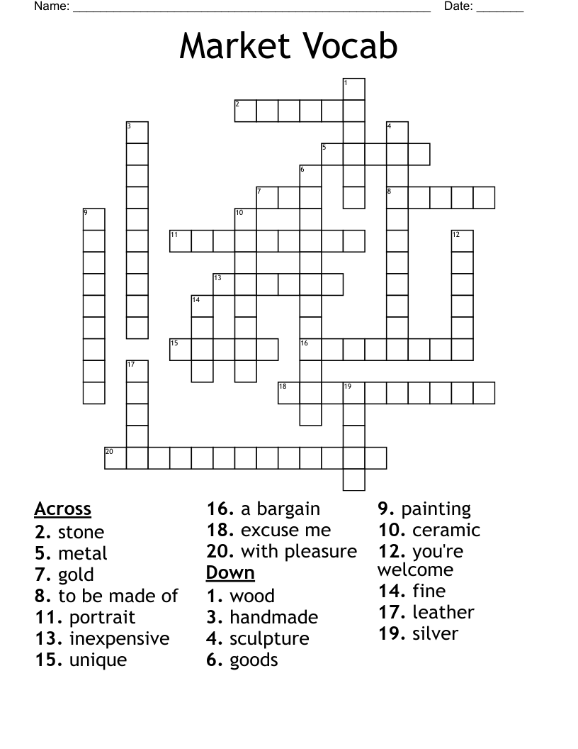 Market Vocab Crossword
