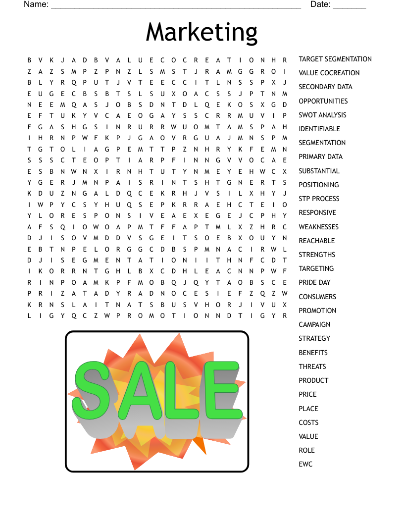 Marketing Word Search