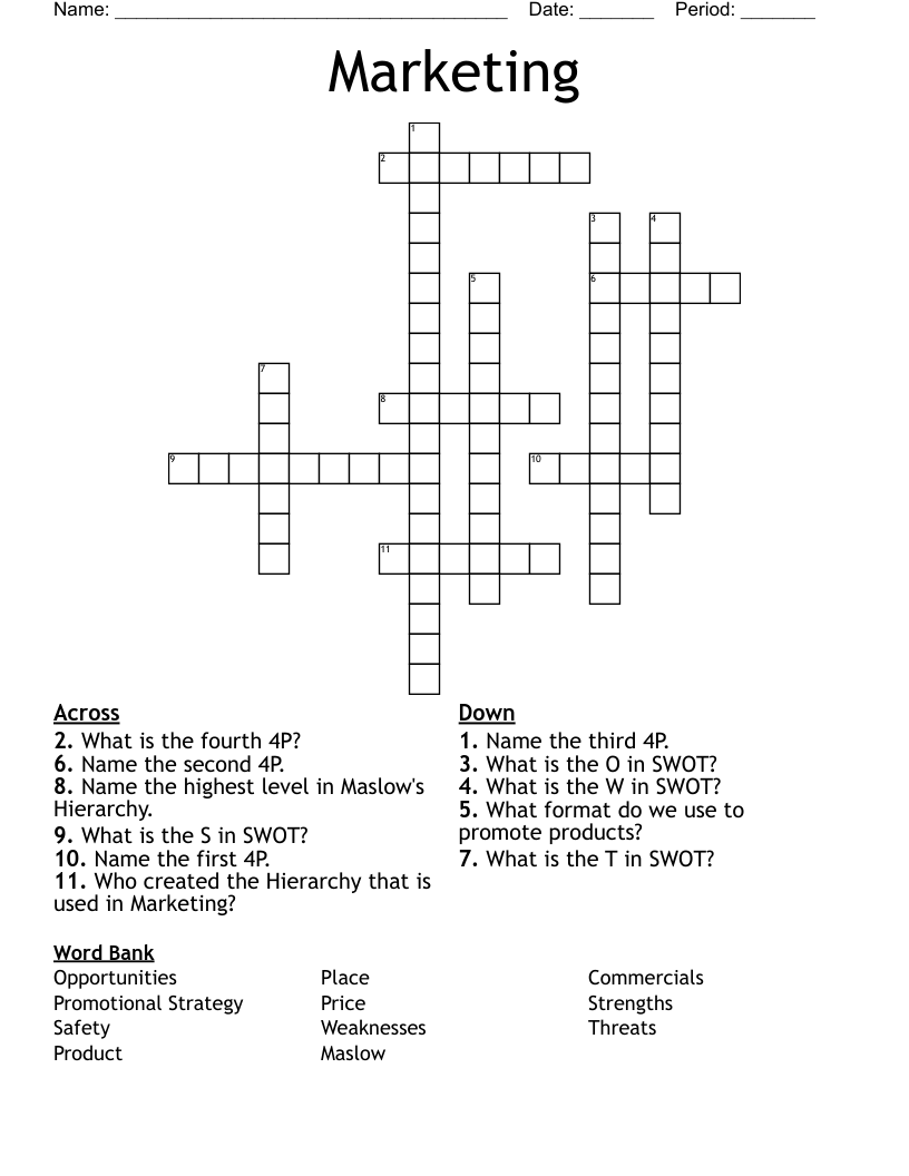 Marketing Crossword