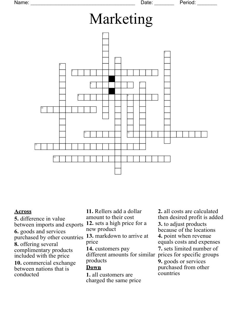 Marketing Crossword