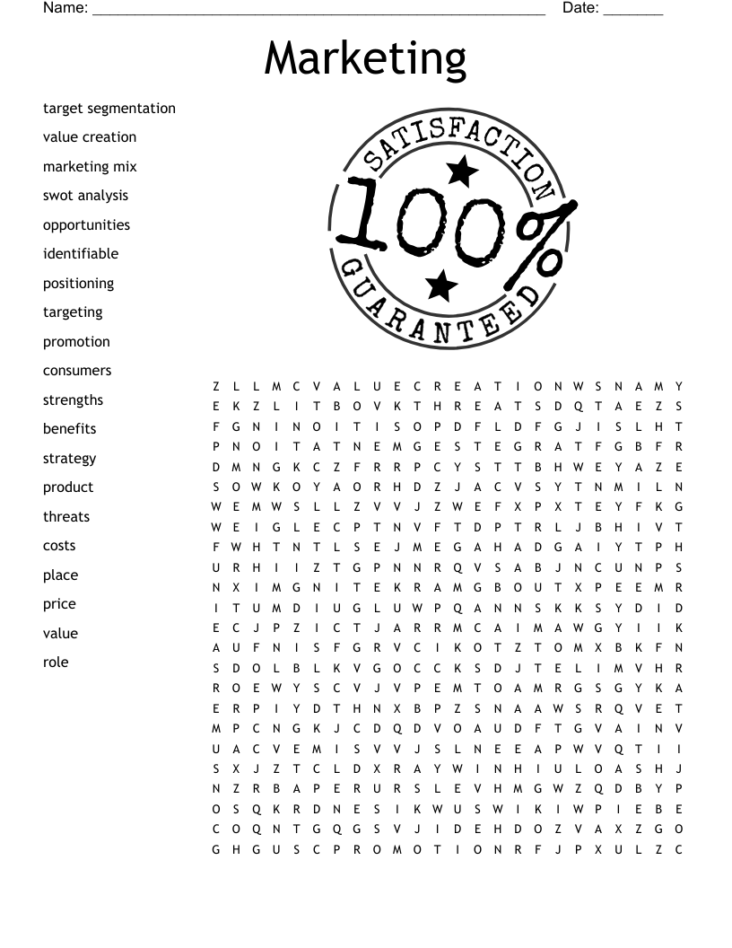 Marketing Word Search