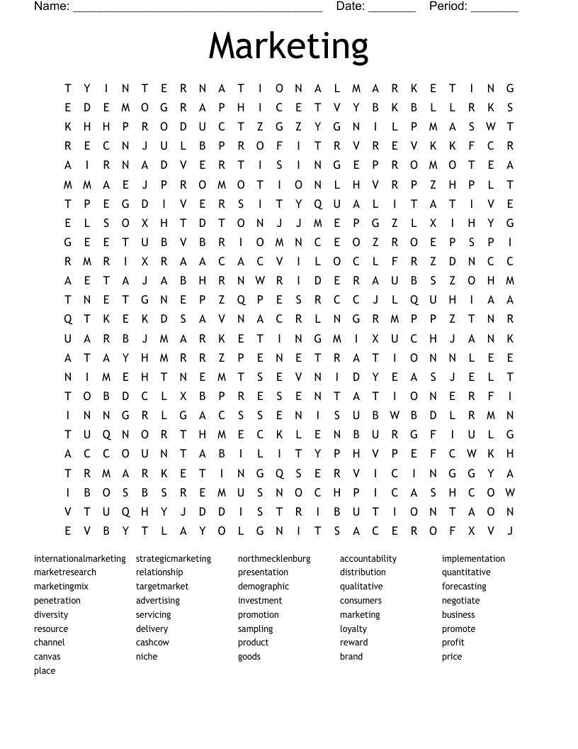 Marketing Word Search