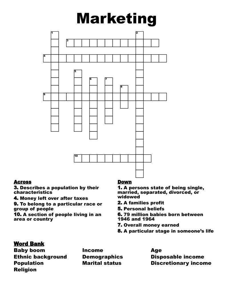 Marketing Crossword