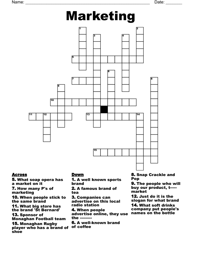 Marketing Crossword