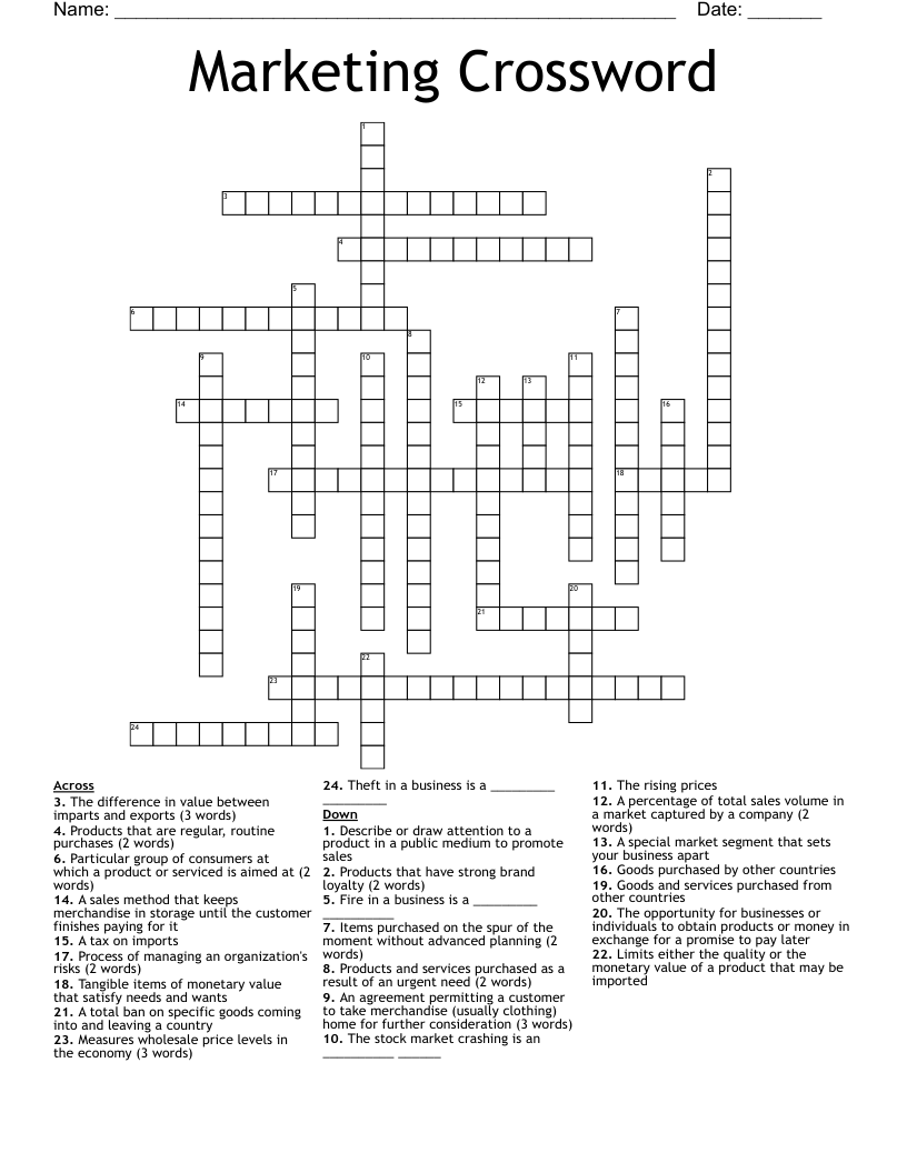 Marketing Crossword
