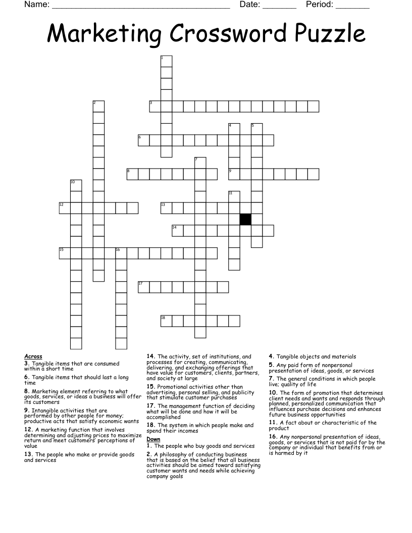 Marketing Crossword Puzzle 