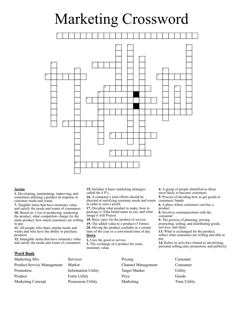 Marketing Crossword 