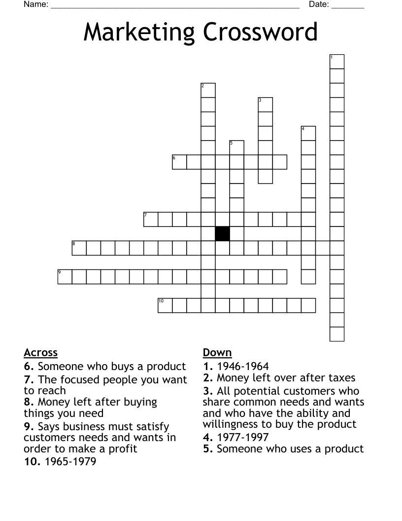 Marketing Crossword 