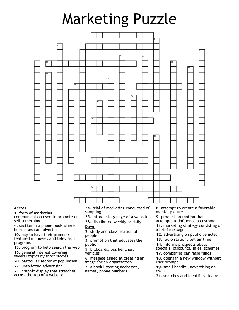 Marketing Puzzle Crossword