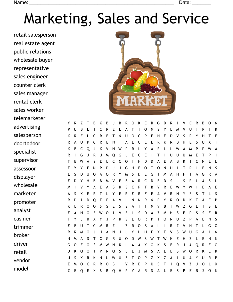 Marketing, Sales and Service Word Search