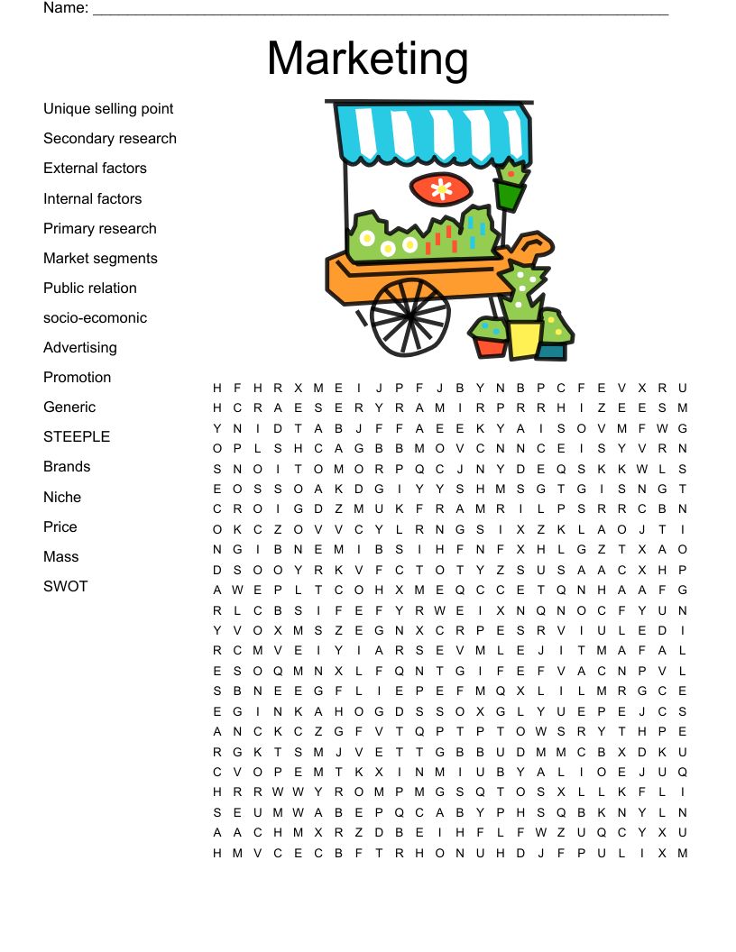 Marketing  Word Search