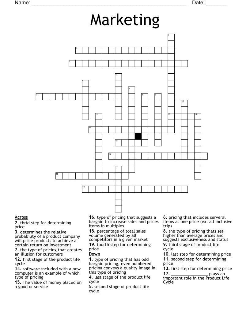 Marketing  Crossword