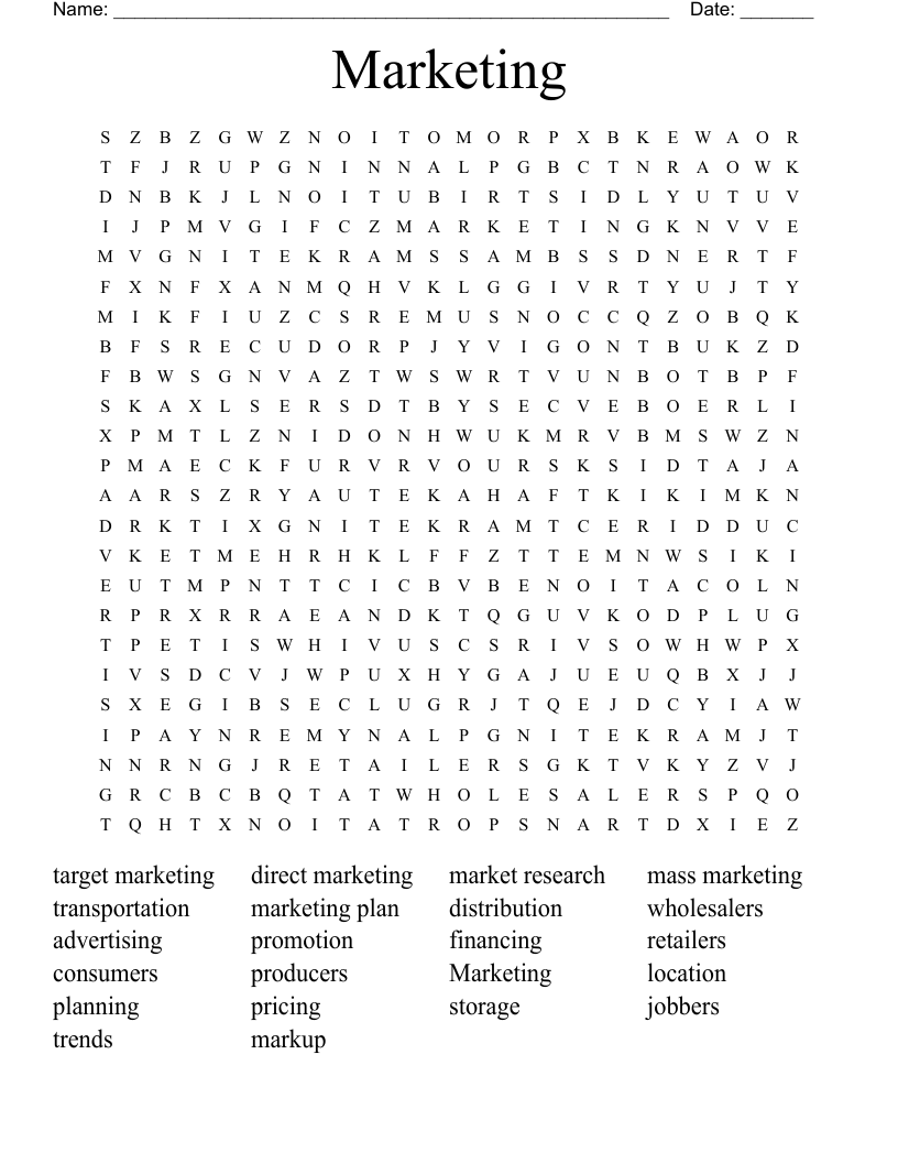 Marketing  Word Search