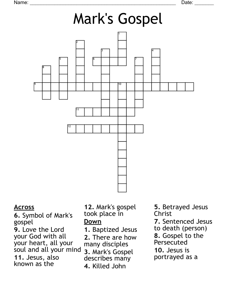 Mark's Gospel Crossword