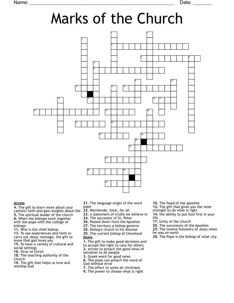 Marks of the Church Crossword