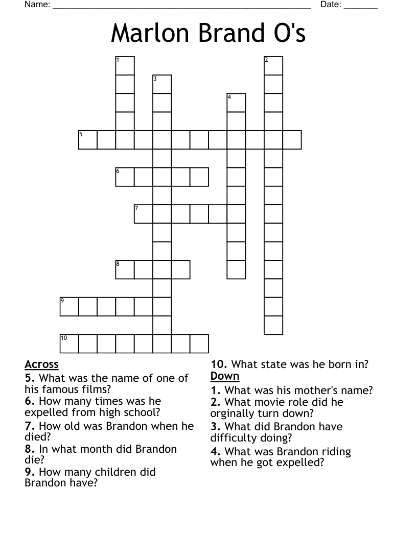 Marlon Brand O's Crossword