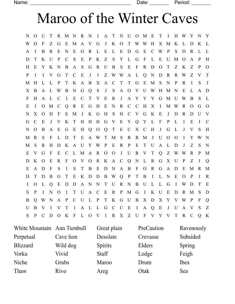 Maroo of the Winter Caves Word Search