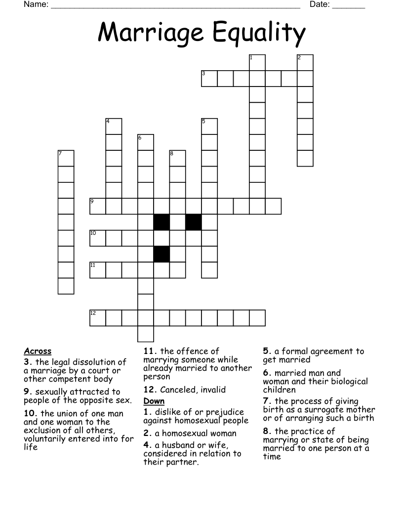 Marriage Equality Crossword