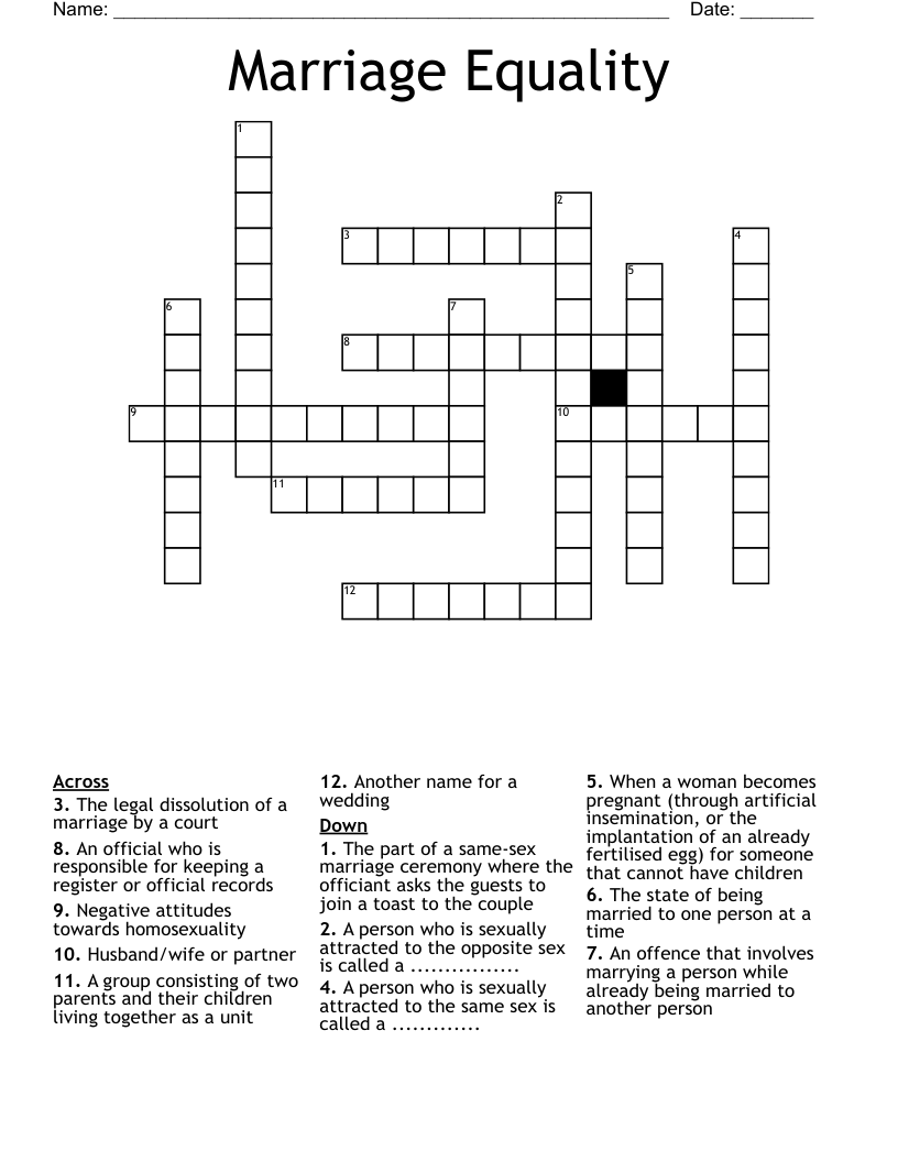 Marriage Equality Crossword