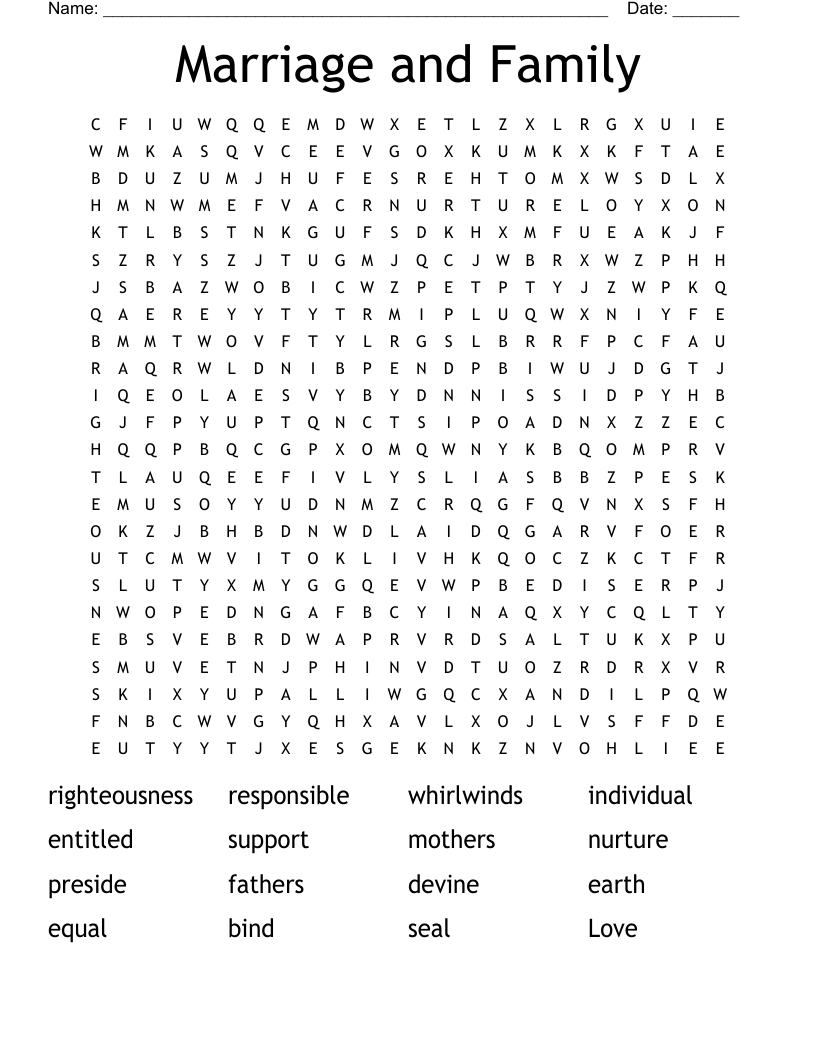 Marriage and Family Word Search