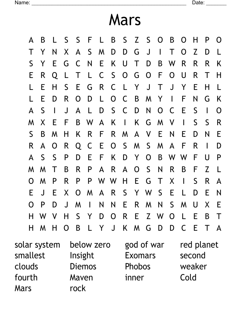 Mars Word Search