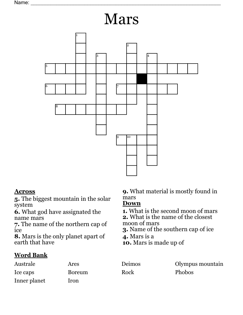 Mars Crossword