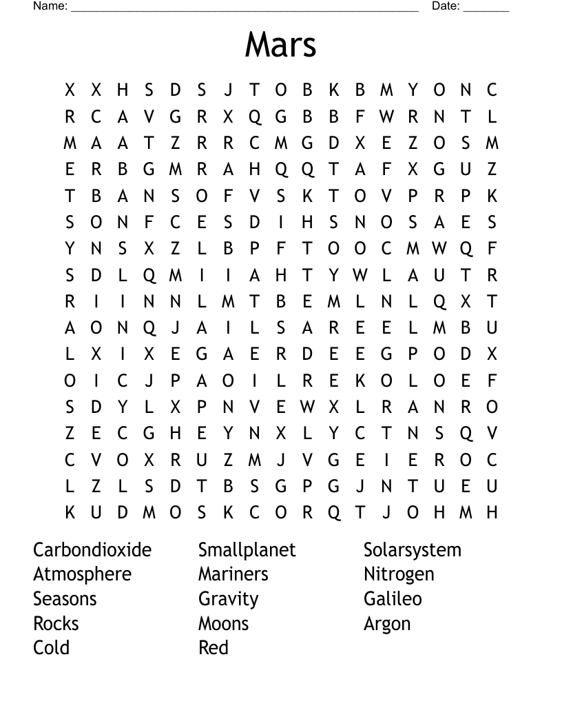 Mars Word Search