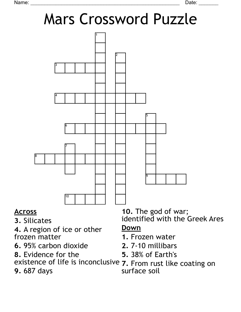 Mars Crossword Puzzle