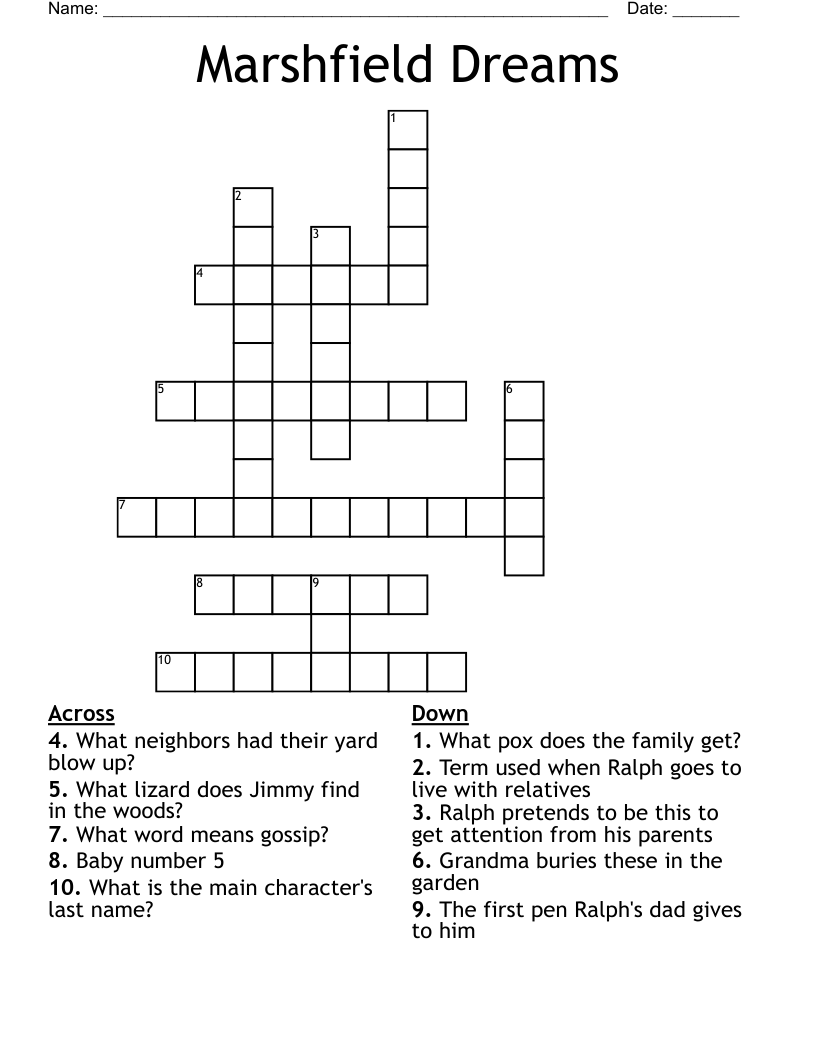 Marshfield Dreams Crossword