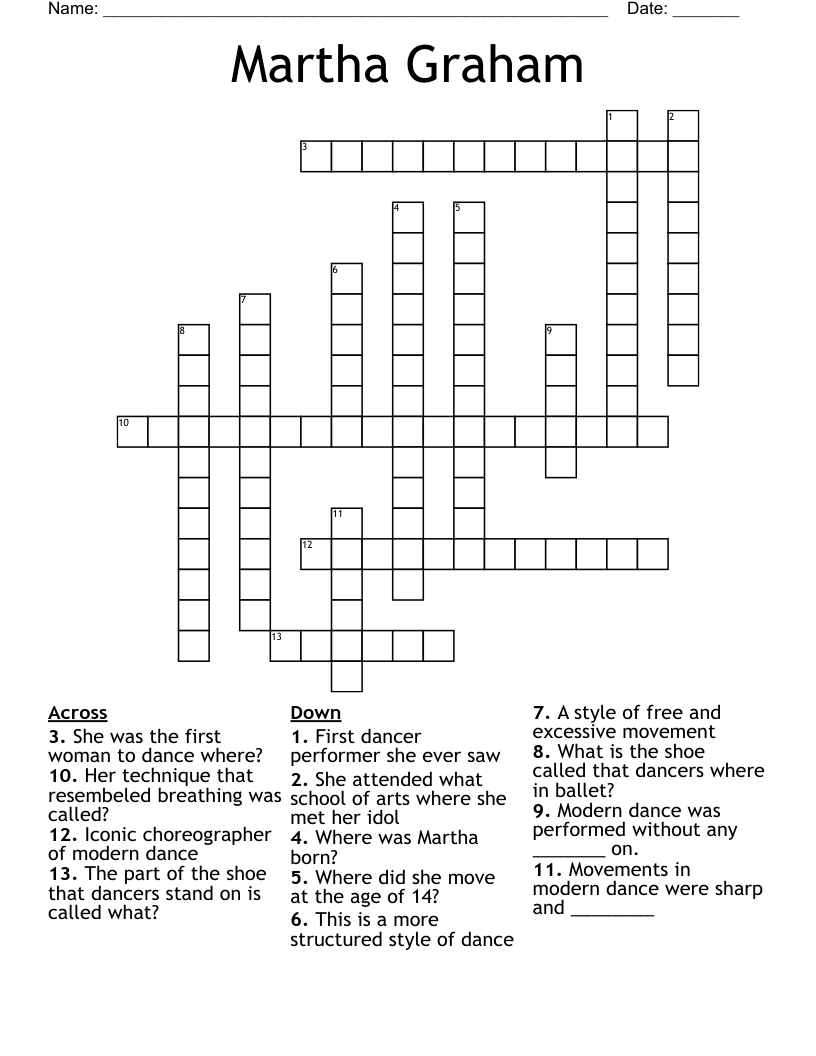 Martha Graham Crossword